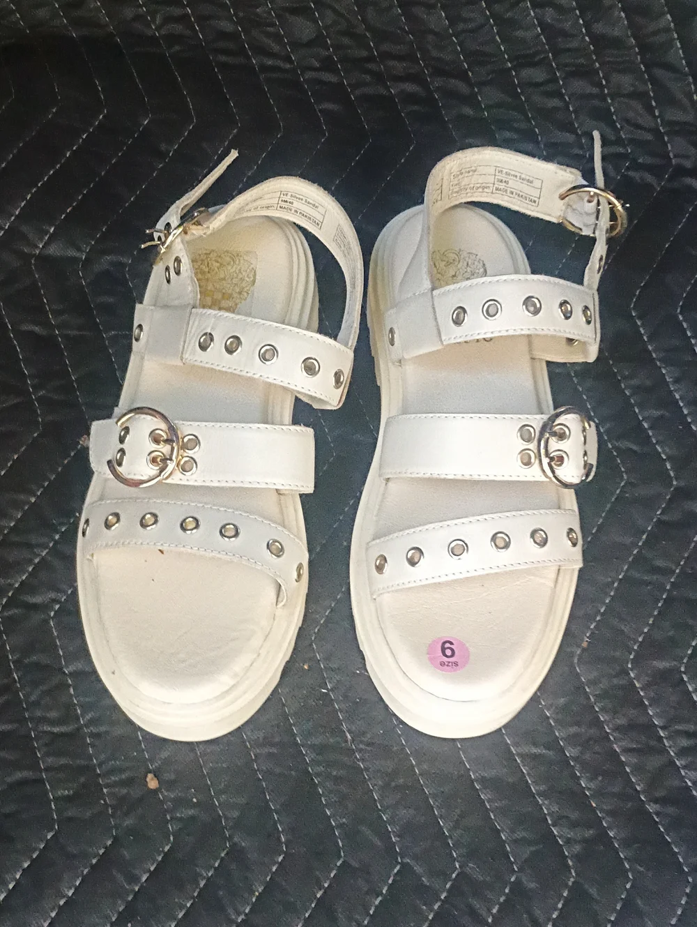 Vince Camuto White Stud-Accent Kids Buckle Sandals